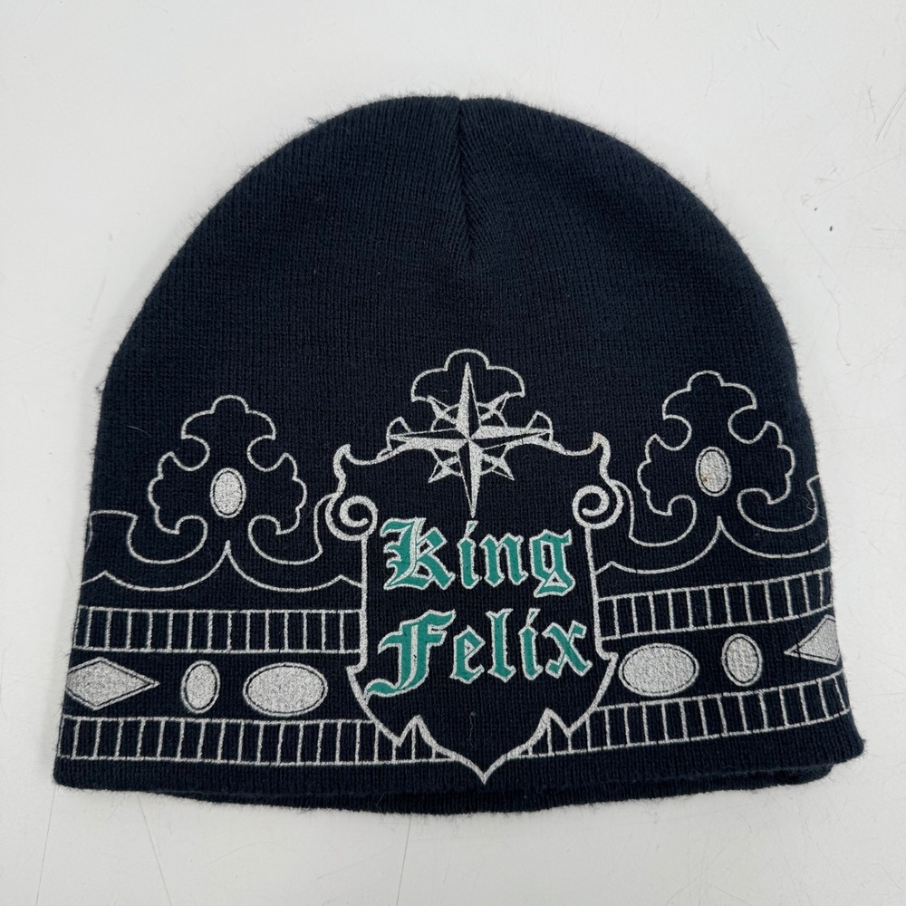 Seattle Mariners King Felix Black Acrylic Knit‎ Beanie Hat Compass Design Unisex